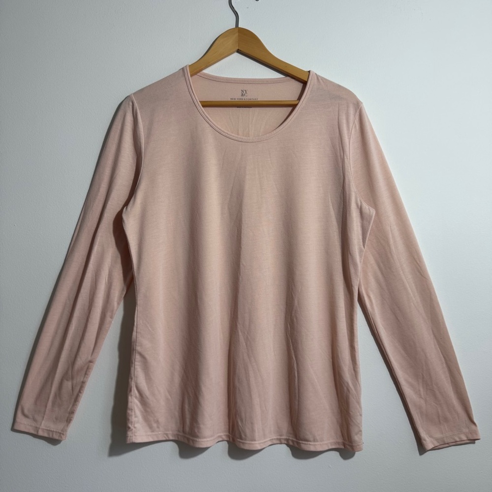 New York and Company Blush Pink Long Sleeve Soft Stretch Top Size XL